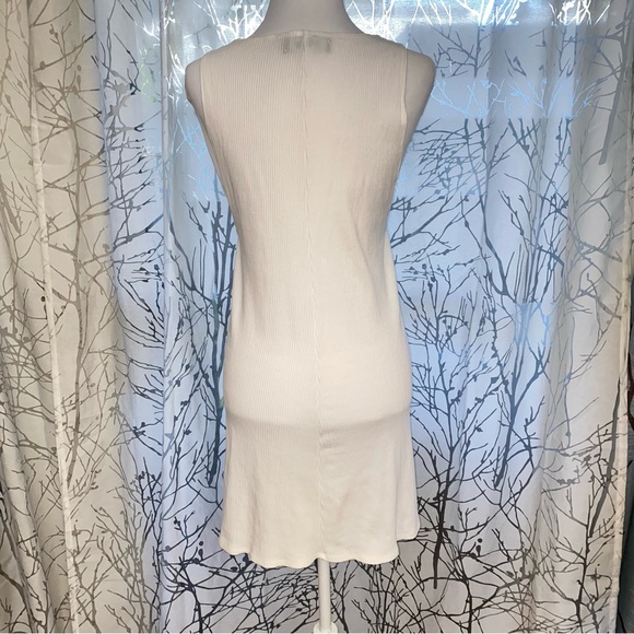 Reformation ARLY cream off white ribbed round neck sleeveless mini tank dress - Picture 8 of 11